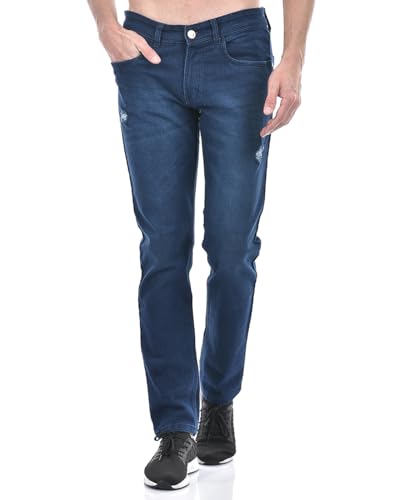 Image of Numero Uno Men'S Mid Blue Super Skinny Fit Distressed Sustainable Jeans