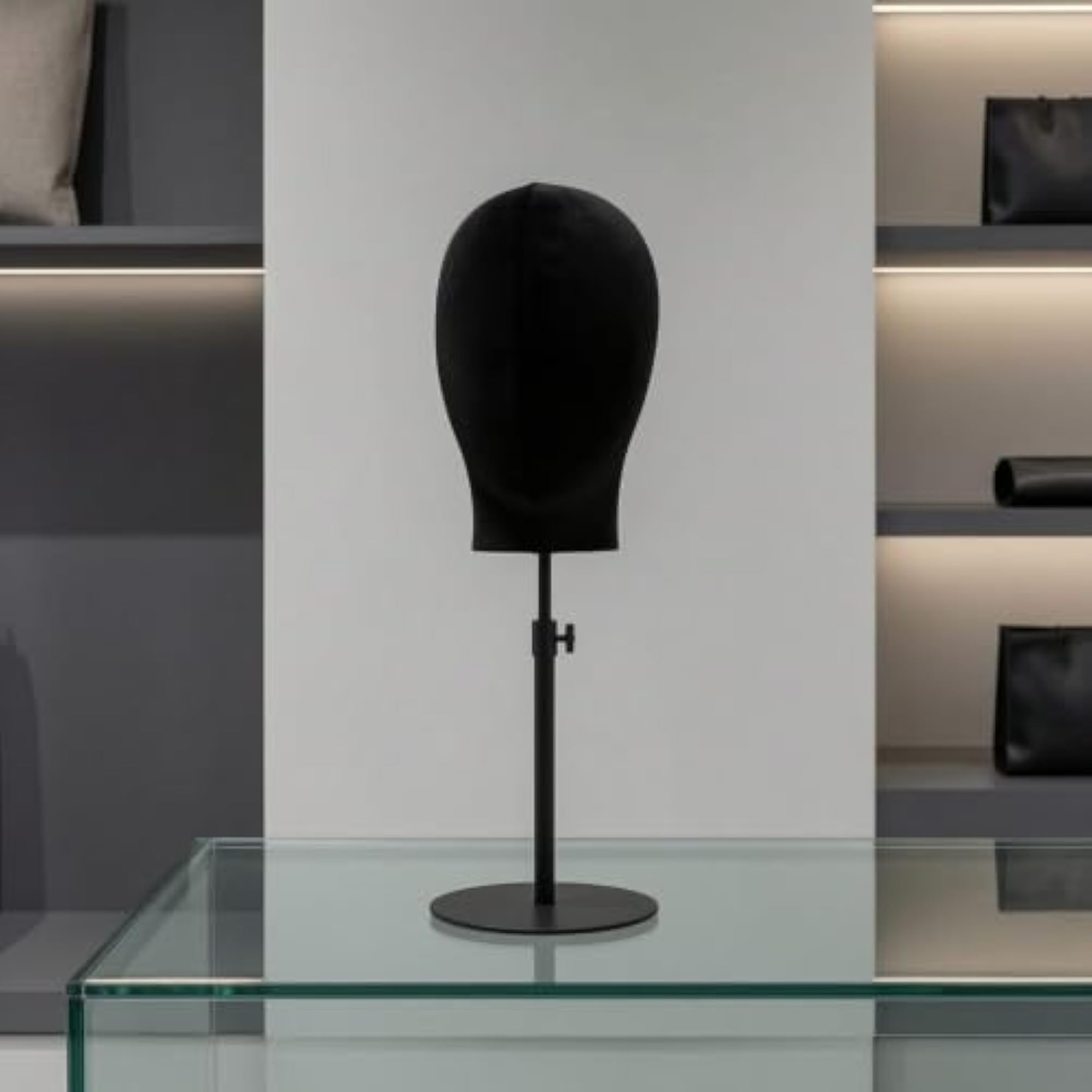 Adjustable Mannequin Head with Stand Textile-covered