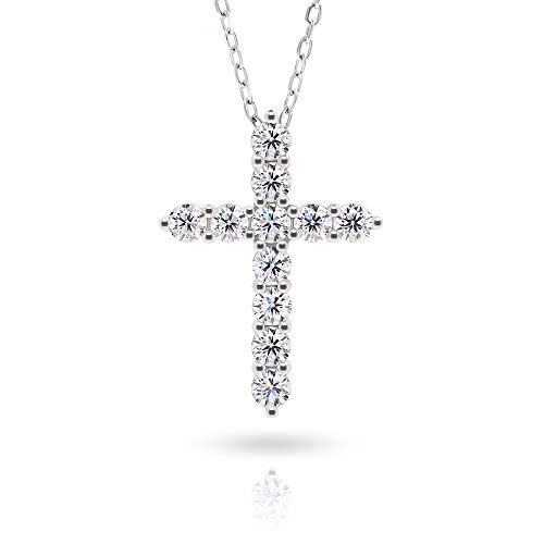 Gigajewe 18K Gold Plated 925 Sterling Silver Moissanite Cross Pendant Necklace For Women,With 3Mmx11 Pcs D Color Vvs1 Moissanite… #TOP19