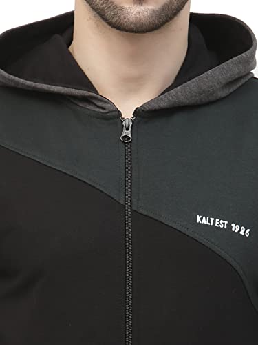 Image of Kalt Men Full Sleeves Zipper Fleece Colour Block Hoodie
