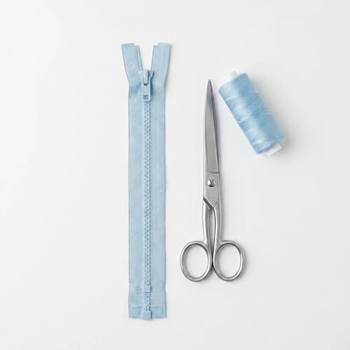Image of Sawoake 2PCS #5 10 Inch Sueparating Jacket Zippers for Sewing Coats Jacket Zipper Light Blue Molded Plastic Zippers Bulk Tailor DIY Sewing Tools for Garment /Bags /Home Textile