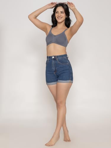 Image of INKURV Seamless Bra for Women Full Coverage | Cotton Hosiery T-Shirt Brassiere - Non Padded Wireless Lift for Everyday Wear| Moulded Cups for Chest Lifting- SAGE