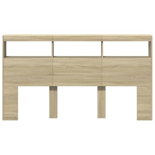 Cabecero con LED roble Sonoma 180 cm para dormitorios modernos 7