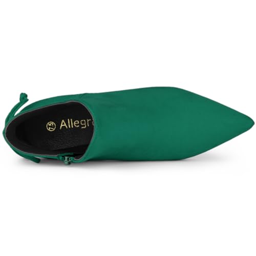 Allegra K Allegra K Women's Pointed Toe Emerald Green Kitten Heel Ankle Booties - 9 m US