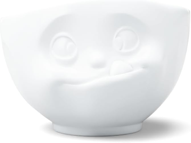 TASSEN Porcelain Bowl, Tasty Face Edition, 16 oz. White, (Single Bowl) for Serving Cereal, Soup
