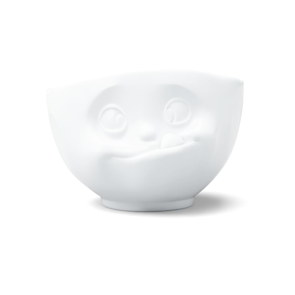 FIFTYEIGHT PRODUCTS TASSEN Porcelain Bowl, Tasty Face Edition, 16 oz. White, (Single Bowl) for Serving Cereal, Soup