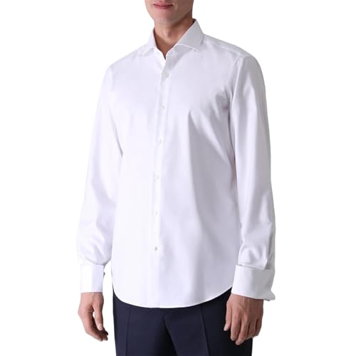 Men's Loose Long Sleeve Shirts 4 Way Stretch Casual Dress Shirts with Standard Collar Button Down Shirts