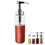 DOERDO 500ml Olive Oil Pump Dispenser Condiment Press Bottles Glass Pump Dispenser for Honey Ketchup Salad Dressing Hot Sauces, Black