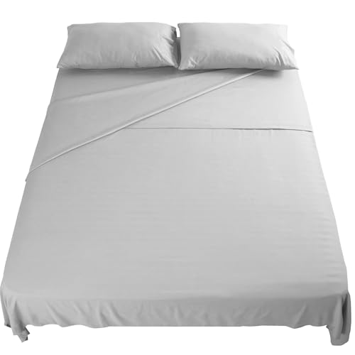 Set Lenzuola Letto Una Piazza e Mezza 120x190 cm 4pz Set Completo Lenzuolo Letto Piatto, Coprimaterasso con Angoli e Federe 50x80 in Morbida Microfibra Spazzolata Anti-Acaro Lavabile in Lavatrice