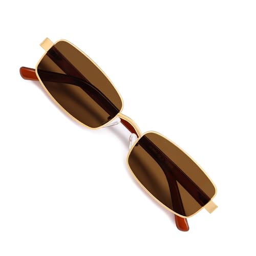 Image of VANLINKER Retro Rectangle Polarized Sunglasses for Women Men Small 90s Vintage Trendy Slim Narrow Rectangular Frame VL9684