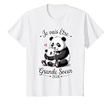 Enfant Future Grande Sœur 2026 Panda Je Vais être Grande Soeur 2026 T-Shirt