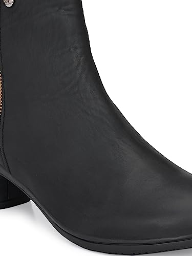Image of EL PASO Women's Black Faux Leather Rugged Casual Boot-5