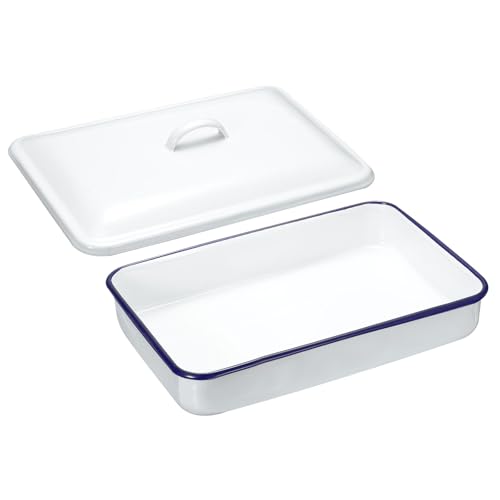 Image of sourcing map Butcher Tray Palette 12" x 8" x 2" (30cm x 20cm x 5cm) Metal Triple Enamel Coated Rectangular Tray Artist Painter Painting Tool with Lid for Art Paint Acrylic Watercolor Mixing