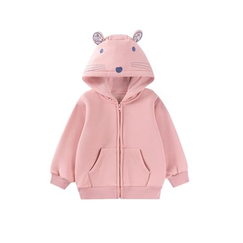 WISREMT Girls Hoodie Long Sleeve Hooded Sweatshirt Pink Fleece Lined Jacket for 2-7 Years Fall Winter Zip Up Sherpas Jackets