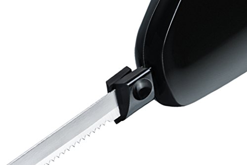 Foto von Rommelsbacher Elektromesser EM 150 - kraftvoller Motor, Einschalttaste, nutzbare Klingenlänge 15 cm, Edelstahl-Messerklingenpaare mit feiner und grober Zahnung, 120 W, schwarz