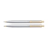 Sheaffer Sentinel, Brushed Chrome Cap & Barrel, Gold Plate Trim, Ball Point Pen & 0.7mm Pencil Set (E932551DC)