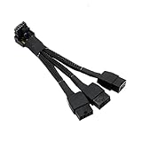 ZkeeShop 16Pin to 3 X 8 Pin GPU Extension Cable 12VHPWR PCI-e 5.0 Right Angle Adapter 90 Degree GPU Power Cable 16AWG 600W 12+4pin Compatible with 4070Ti 4080 4090 Power Cable Graphic Card (Type B)