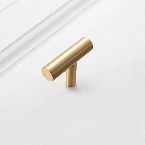 WhiteForest 真鍮キャビネットのハンドルキッチン食器棚Tバーのプルワードローブドアノブ純銅無垢引き出しブラッシュドゴールド取っ手 取手 家具取手つまみ アンティーク取手 飾り金具 (Single hole)