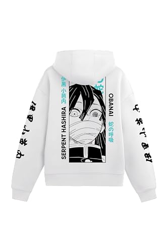 Image of Anime Inspired Design Unisex Pullover Hoodie, Black, Graphic Print Front and Back