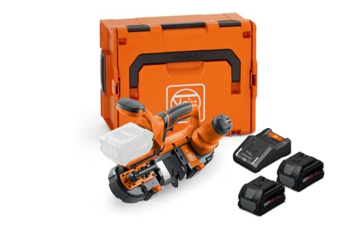 FEIN Akku-Bandsäge ABAS 18-63 AS, für Trennen unterschiedlicher Materialien. Kompatibel mit allen 18V AMPShare oder Bosch Professional 18V Akkus. Mit 2 8 Ah ProCORE Akkus und Schnellladegerät.