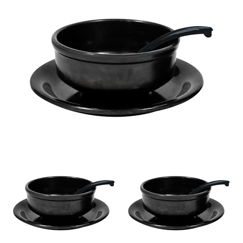 Image of Ariya Melamine French Soup Bowl Set Black Aura Collection Set of 3