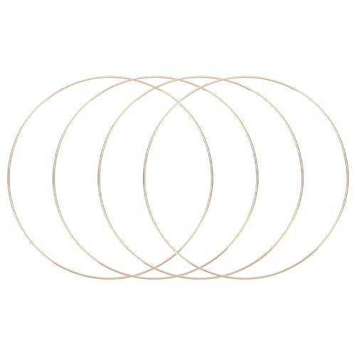 MECCANIXITY 4 Pcs Dream Catcher Rings,Metal Craft Hoops Floral Hoops 10 Inch Macrame Hoops Rings for DIY Crafts Wreath Making Supplies Plant Hangers,Gold