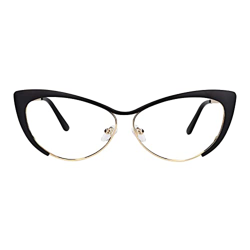 Zeelool Oversized Cat Eye Blue Light Blocking Glasses for Women Metal Eyewear Ellen VFM0176