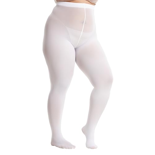 Frola Plus Size Tights for Women Semi Opaque Control Top High Waist Stockings 60 Denier Women's Pantyhose 2X 3X 4X 5X3