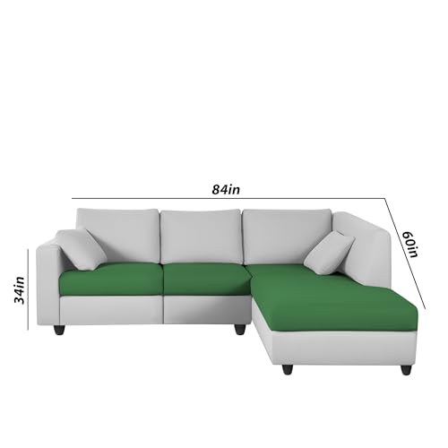 Image of Florian RHS 4 Seater L Shape Sofa Set for Living Room (Green Grey Fabric) Premium Fabric Sofa