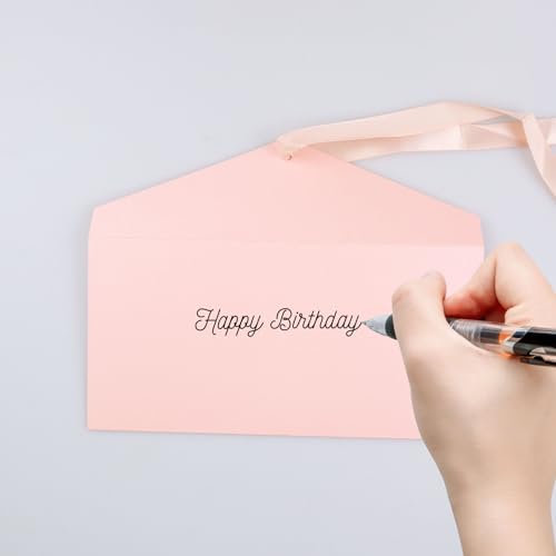 4 Pack Kraft Paper Envelopes with Ribbons, 22 * 10.9 cm Luxury Mailing Invitation Envelopes for Festival, Party, Greeting Cards, Gift Cards - Pink - Image 5