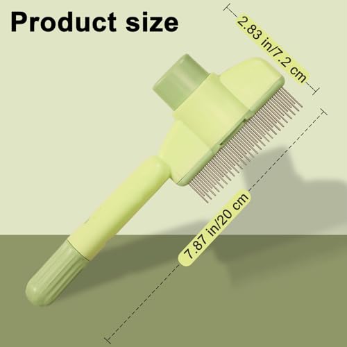 Image of Dogs and Cats Comb with Release Button, Pet Hair Removal Tools with Safe Stainless Steel Teeth for Deshedding, Cat Grooming Supplies for Long /Short Hair, Cat Brush for Shedding, Green