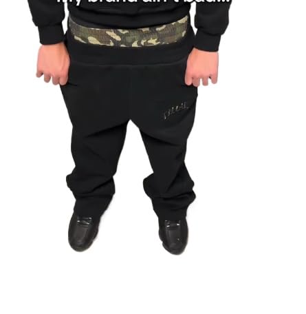 Double Waisted Sweatpants Men Y2k Baggy Sweatpants Wide Leg Leopard Print Elastic Waist Pants Vintage Grunge Pants