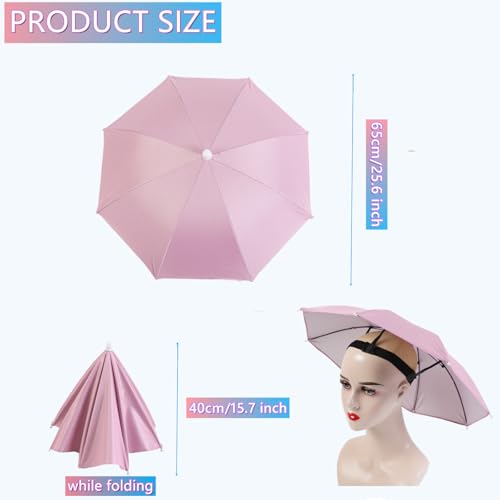 Pacote com 4 chapéus de guarda-chuva para adultos, chapéu de guarda-chuva de cabeça de 66 cm de diâm