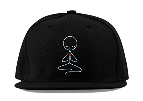 Casquette de baseball coton noir visière plate yoga et méditation unisexe