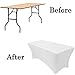 YOUR CHAIR COVERS Rectangular Spandex Table Covers 6ft Fitted Tablecloth – Stretch Elastic Wedding & Patio Decoration (White)