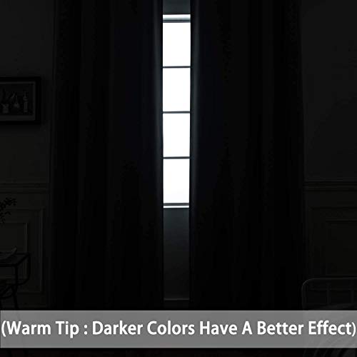 Yakamok Blackout Curtains Room Darkening Thermal Insulated with Grommet Window Curtain for Bedroom, 52 x 108inch,Dark Grey, 2 Panels