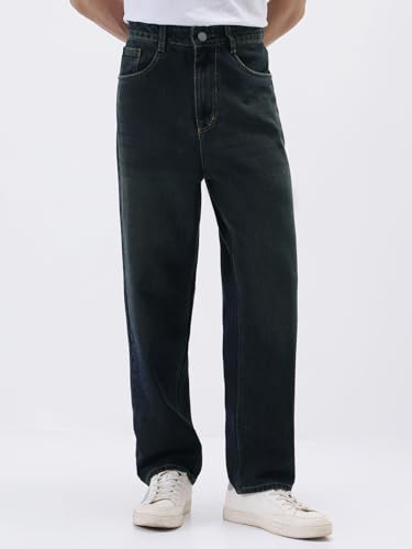 Image of Urbano Fashion Men's Loose Baggy Fit Heavy Washed Jeans Non-Stretchable