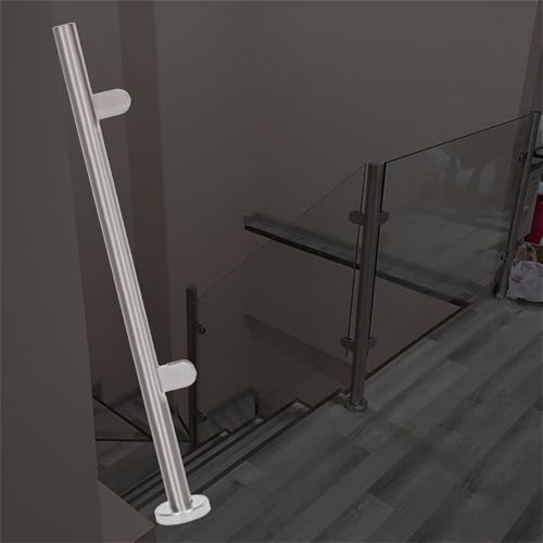 Gold Silver Black Deck Stairway Glass Fence Pole, Stainless Steel Glass Balustrade Railing Post, Outdoor Round Vitreous Railing System Post 24 28 32 36 40 48 in Height(B-Edge,Height 28in/70cm)