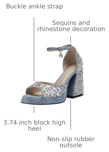 Image of Goolita Womens Open Toe Pearl Platform Heels For Women Chunky Buckle Ankle Strap Wedding Heeled Sandals Dress Evening Bride Bridal Shoes