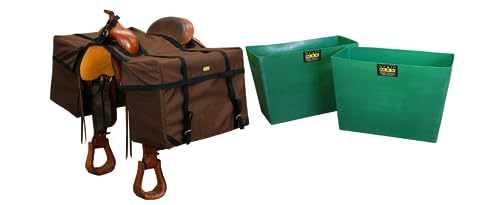 TrailMax Over-The-Saddle Pannier 7 PolyPac Insert Bundle; Set of Over-The-Saddle Panniers and a Nesting Pair PolyPace Inserts; Pannier and Insert Package for Horse and Mule Packing; Brown