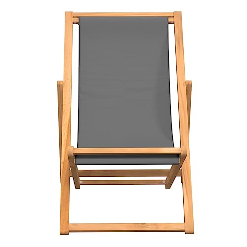 Chaise de plage pliable en bois de teck massif gris 56x105 cm