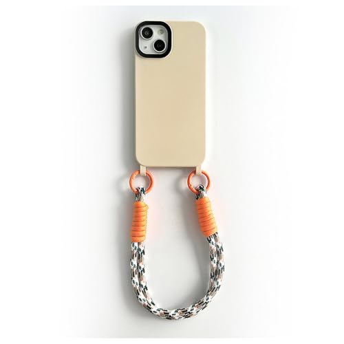 Étui iPhone 14 prévention des chutes cordon beige de sécurité
