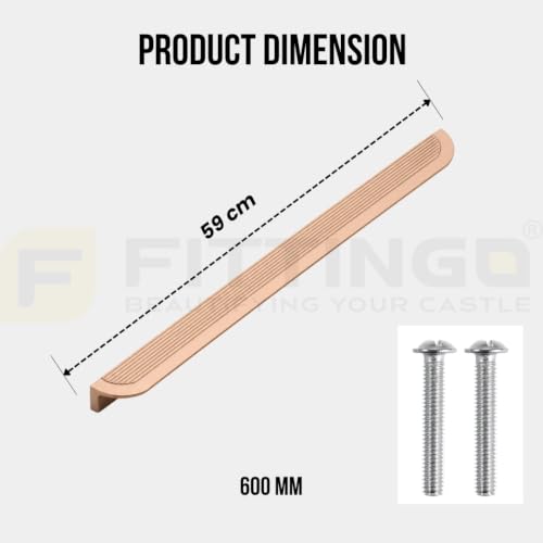 Image of VEZEL Aluminium Wardrobe Handle - Modern Cabinet Pull for Wardrobe, Drawer & Furniture, PVD Rose Gold, 600mm - Pack of 4-| 3 Years Warranty |
