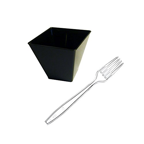 GPPLAST Coupelle CC 120 Noire + 100 fourchettes Transparentes 19 cm, Noir, Unique Cover