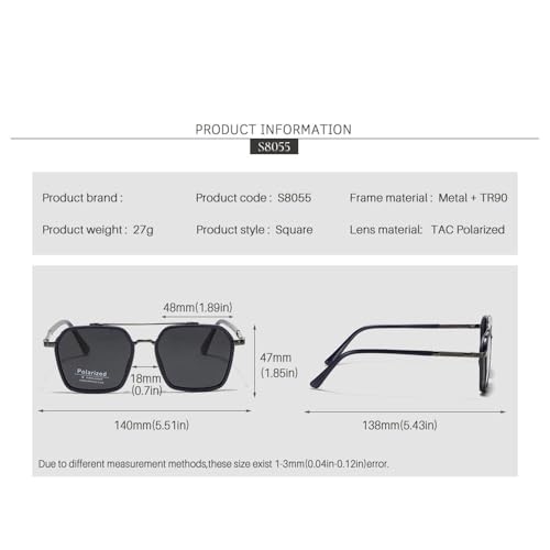 Square Men Sunglasses Polarized Women Driving Glasses Twin Beams Frame2