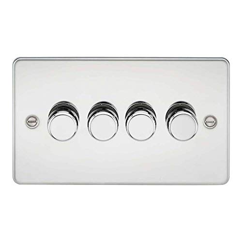 Image of Knightsbridge FP2184PC Flat Plate 2 Way Trailing Edge Dimmer, Polished Chrome, 10-200 W, 5-150 W LED, 4G