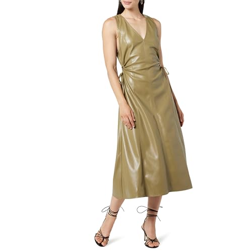 The Drop Women's Sabi Vegan Leather Cutout Midi Dress, Martini Olive, L
