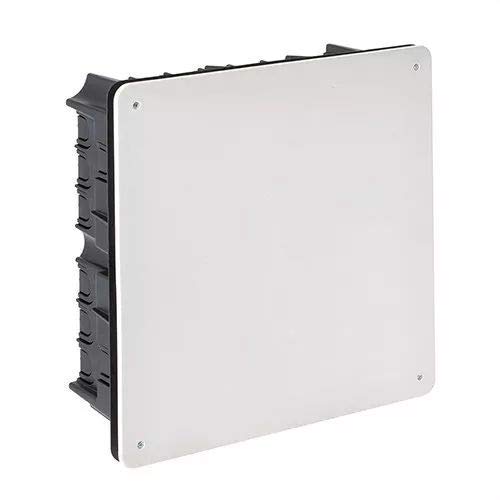 IDE CT338 IP33 Caja de Derivación de Empotrar con Tapa con Tornillos Metálicos, Negra, 404mm x 404mm x 123mm