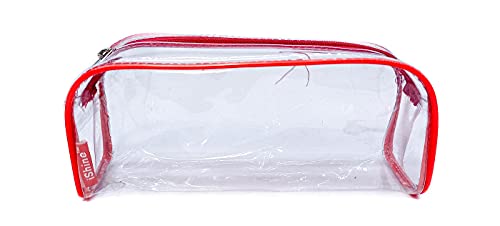 Image of iShine Multipurpose Travel Morning Zipper Pouch for Men and Women Transparent Medium (Pack of 1, Red)