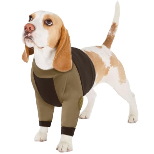 LeLePet Dog Recovery Suit for Front Legs, Dog Sleeve to Stop Licking, Elbow Protector for Leg Injuries Shoulder Wounds After Surgery Male Female,Zippe